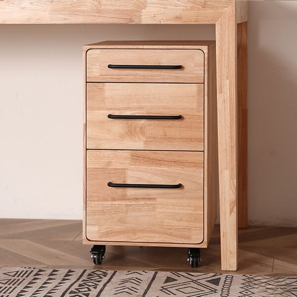 Mobile Pedestal Wooden Office Cabinet with multiple drawers and smooth-rolling casters for easy mobility and storage.