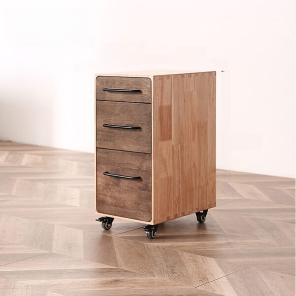 Mobile Pedestal Wooden Office Cabinet with multiple drawers and smooth-rolling casters for easy mobility and storage.