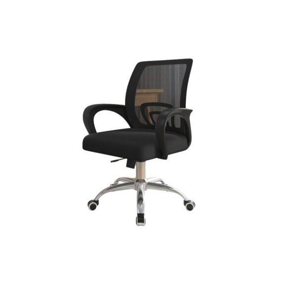 Black Swivel Ergonomic Office Chair with adjustable height, lumbar support, and cushioned seat for maximum comfort during long work hours.