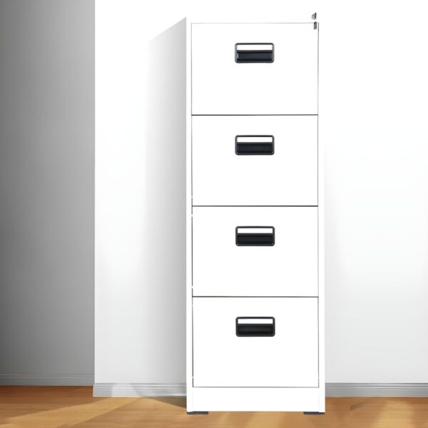 Modern Metallic Cabinet with 4 smooth-gliding drawers, offering durable and stylish storage for office essentials.