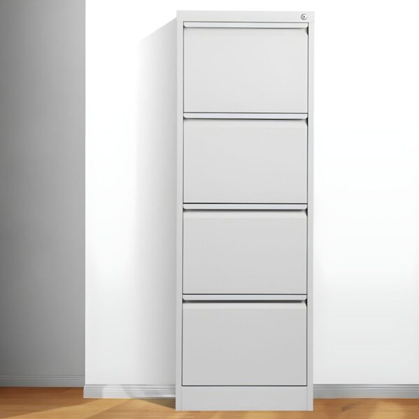 Modern Metallic Cabinet with 4 smooth-gliding drawers, offering durable and stylish storage for office essentials.