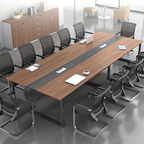 8-10 Seater Wooden Office Boardroom Table with ample seating, a spacious surface, and a sleek wooden finish for professional meetings.