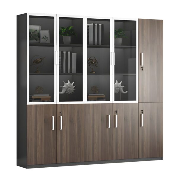 3-Door Wooden File Office Cabinet with secure compartments for organizing documents and office supplies.