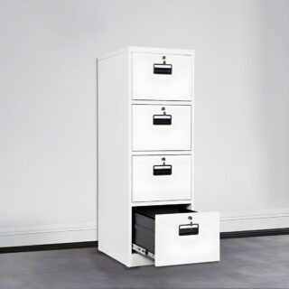 Sleek Metal 4-Drawer Filing Cabinet with smooth-glide drawers and durable construction, perfect for organizing office documents and supplies.