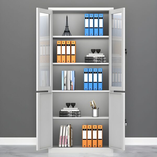 2-Door Modern Metallic Storage Cabinet with adjustable shelves and sleek design, perfect for organizing office supplies and documents.