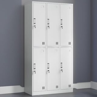 6-Locker Steel Storage Office Cabinet with individual locking mechanisms for secure storage.