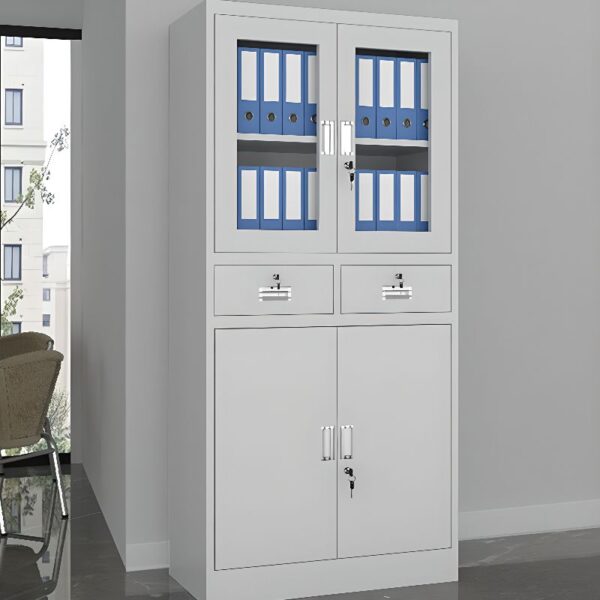 Steel Office Storage Cabinet with multiple drawers for organizing documents and office supplies.