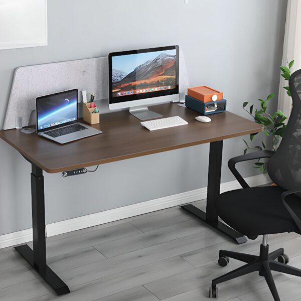 140cm Multi-Levelled Height Computer Desk with adjustable motorized height and spacious surfaces for an ergonomic and organized workspace.