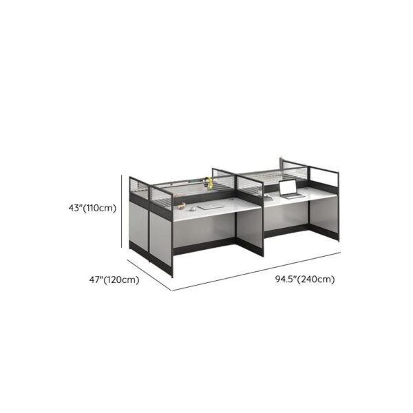 4-Way Modular Home Office Workstation with customizable layout, ample storage, and modern design for an organized workspace.