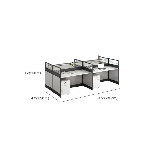 4-Way Modular Home Office Workstation with customizable layout, ample storage, and modern design for an organized workspace.