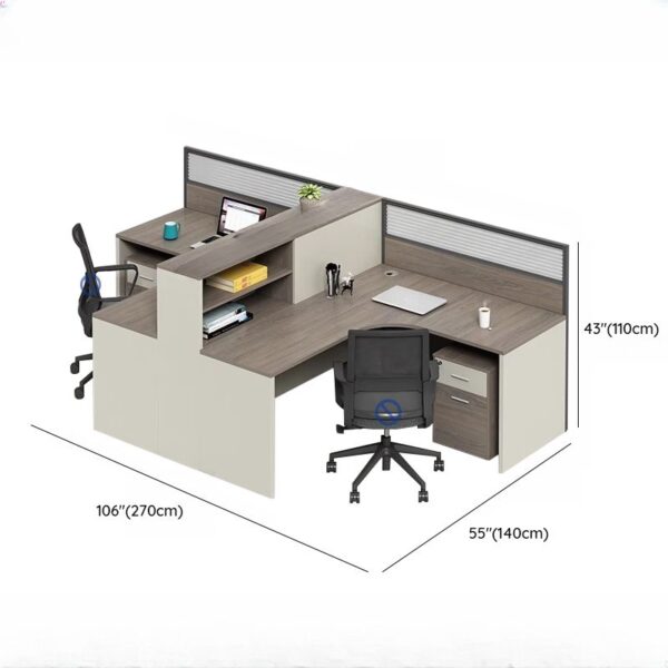 2-Way L-Shaped Modular Office Workstation with customizable layout and spacious design.