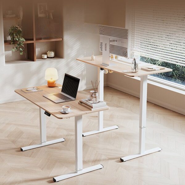 Modern Height-Adjustable Office Desk with motorized height control and sleek design for ergonomic comfort.