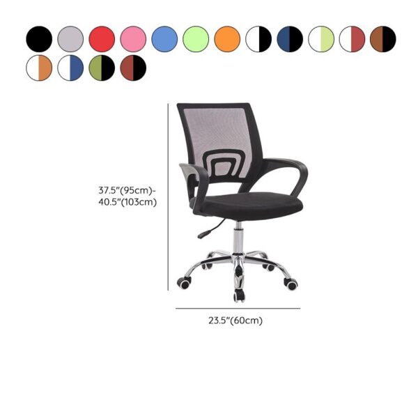 Black Secretarial Swivel Home Office Chair with adjustable height, padded seat, and rolling casters for mobility.