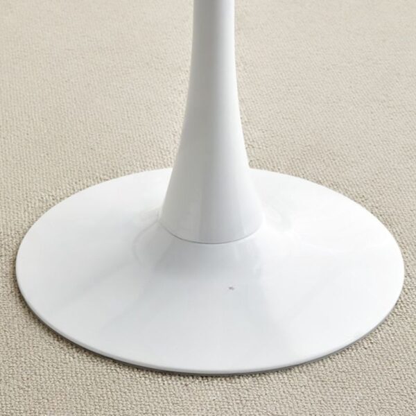 Modern White Marble Dining Table with sleek round top and sturdy base, adding elegance to any dining space.