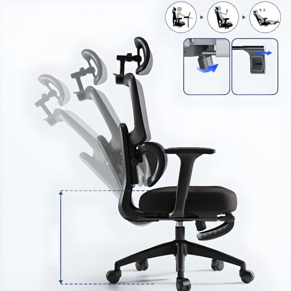 High Back Orthopedic Office Study Chair with lumbar support, ergonomic design, and adjustable height for maximum comfort during long hours of sitting.