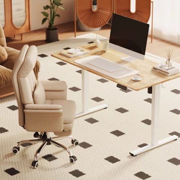 120cm Electric Adjustable Office Desk with electric height adjustment for sitting and standing positions, offering a spacious work surface and modern design.