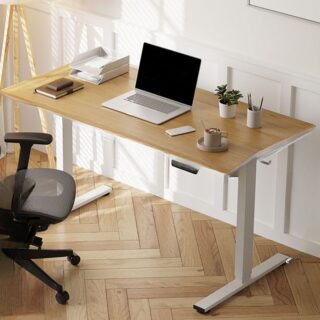 120cm Electric Adjustable Office Desk with electric height adjustment for sitting and standing positions, offering a spacious work surface and modern design.