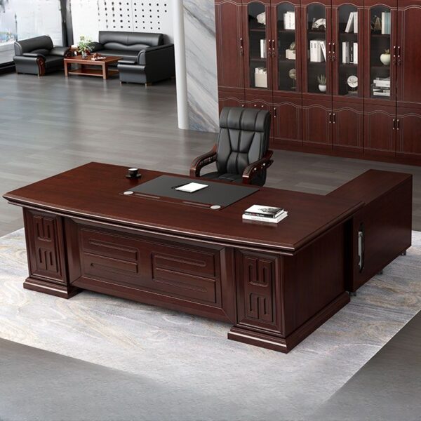 180cm Executive Mahogany Boss Table with a polished finish, spacious work surface, and elegant design, ideal for executive offices.