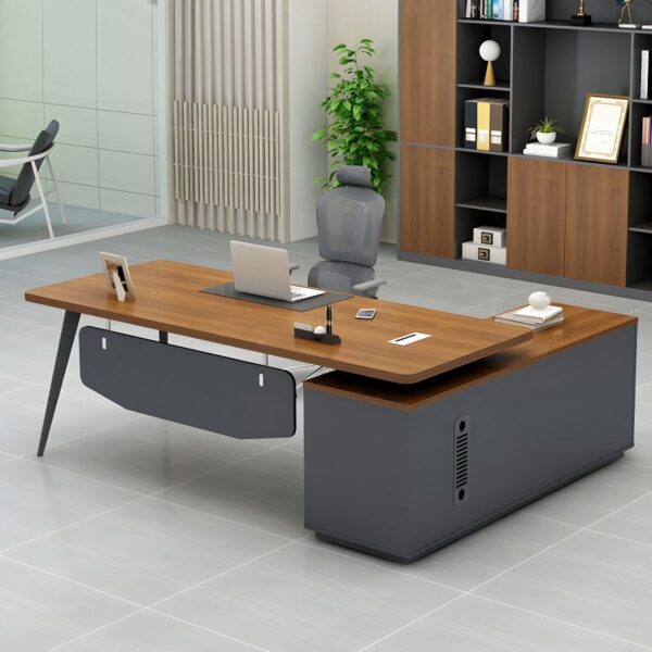 Modern Computer Writing Office Desk with sleek design, spacious surface, and built-in storage for an organized workspace.