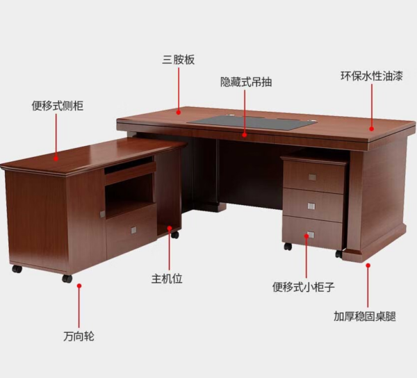 1.6-meter Supervisor Computer Office Desk with large surface, built-in storage, and sleek, modern design.