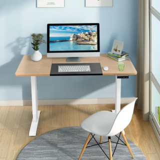 140cm Height Adjustable Standing Desk with a spacious surface and modern, minimalist design.