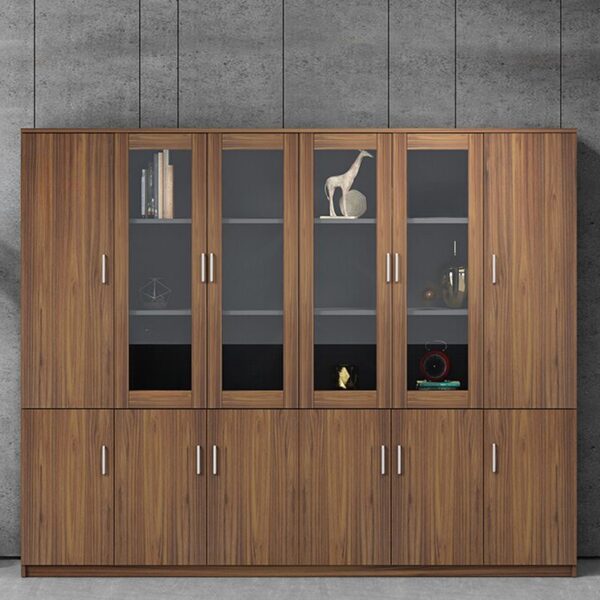 3-Door Wooden Modern Office Cabinet with spacious compartments and sleek design.