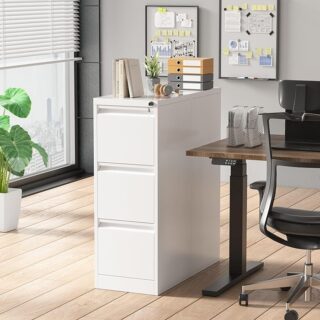 3-Drawer Filing Cabinet for Home Office with lockable drawers, offering secure storage and a sleek, modern design.