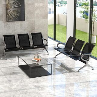 3-Link Metallic Lobby Waiting Bench with a durable metallic frame, designed for comfortable and stylish seating in waiting areas.