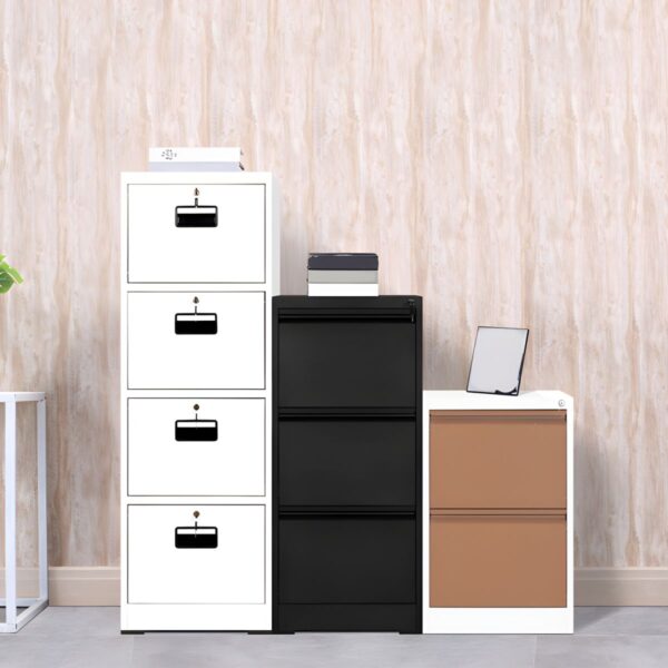 Modern Metallic Cabinet with 4 smooth-gliding drawers, offering durable and stylish storage for office essentials.