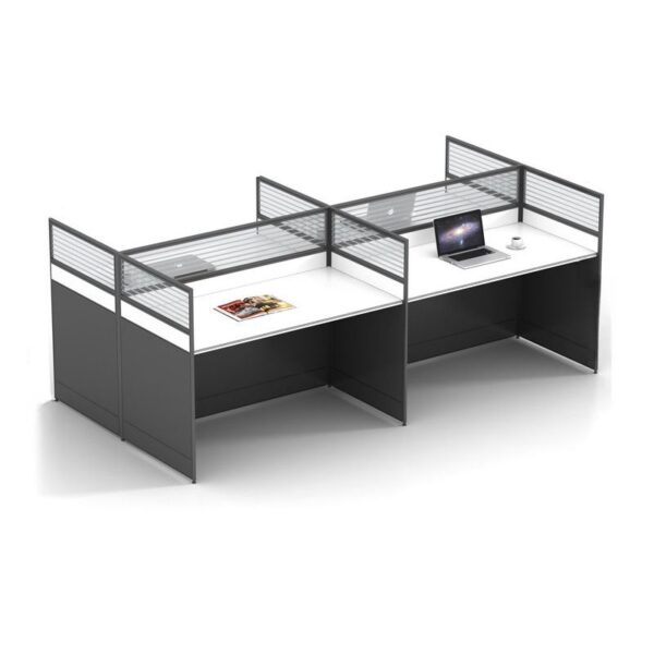 4-Way Modular Home Office Workstation with customizable sections and modern design.