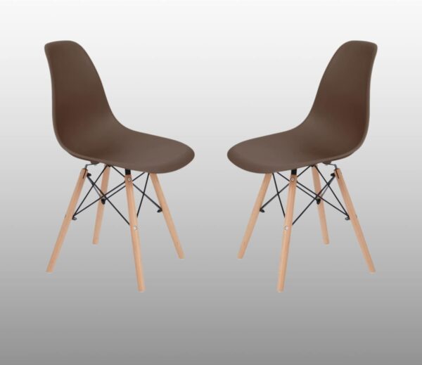 Black Eames Plastic Dining Chair with beechwood legs and a modern, ergonomic design.