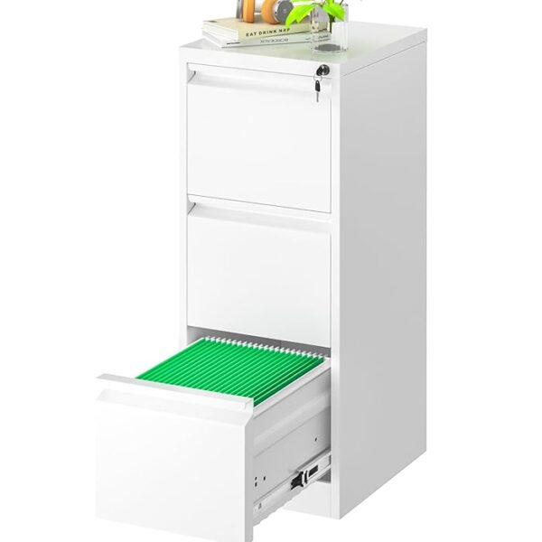 3-Drawer Filing Cabinet for Home Office with lockable drawers, offering secure storage and a sleek, modern design.