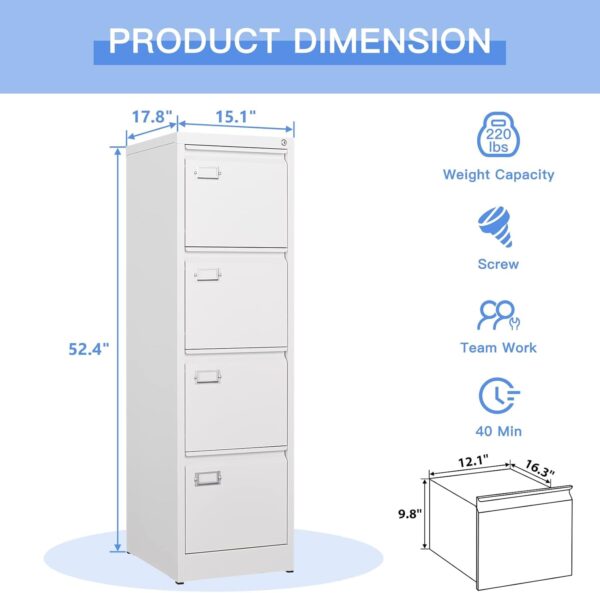 4-Drawer Locker Office Storage Cabinet with lockable drawers and durable metal construction.