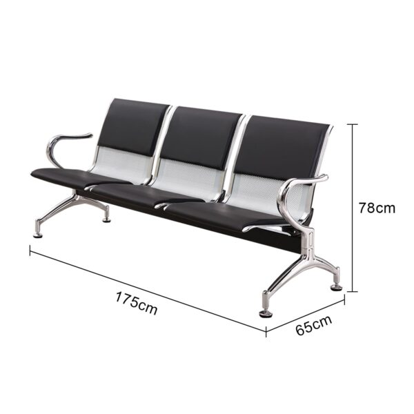 Reception Airport Steel Commercial Bench with sturdy steel frame and sleek design.