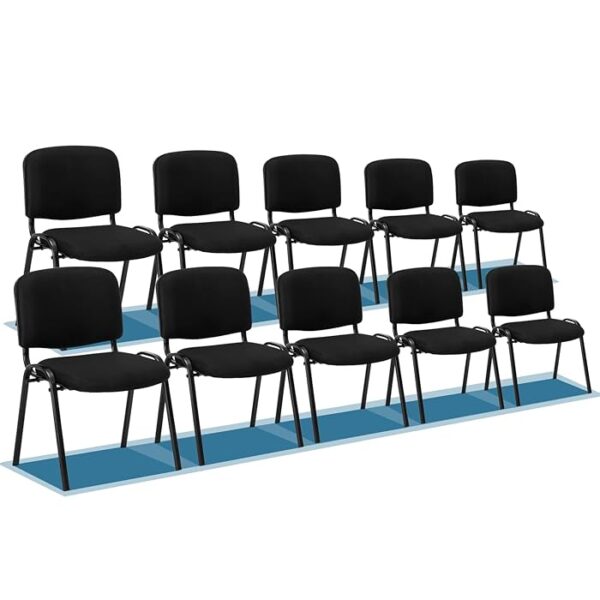 Black Mesh Stackable Armless Chair with breathable mesh back and sleek design, ideal for offices, meeting rooms, and event spaces.