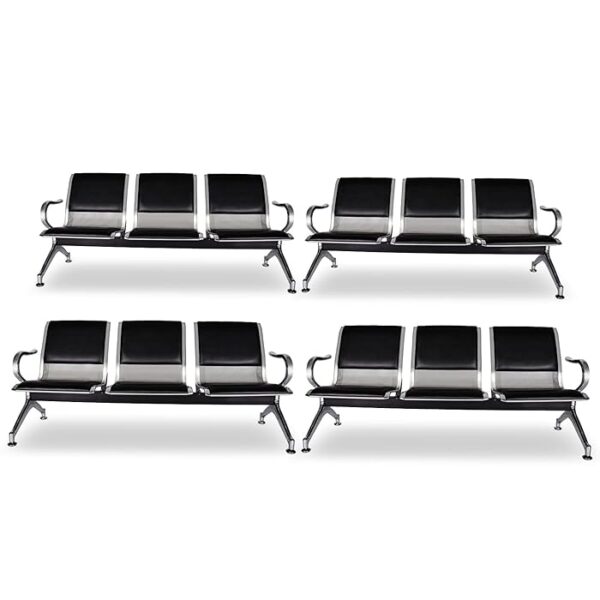 3-Seat Guest Reception Waiting Bench with cushioned seats and sturdy metal frame for modern office or reception areas.