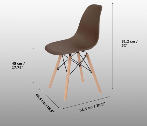 Black Eames Plastic Dining Chair with beechwood legs and a modern, ergonomic design.