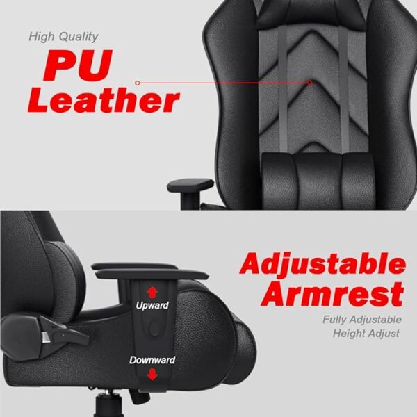 Premium PU Leather Ergonomic Gaming Chair with adjustable features and ergonomic design.