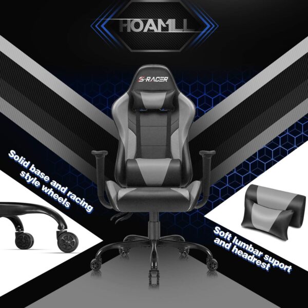 Ergonomic High Back Desk Gamer Chair with adjustable armrests, reclining function, and sleek racing design.