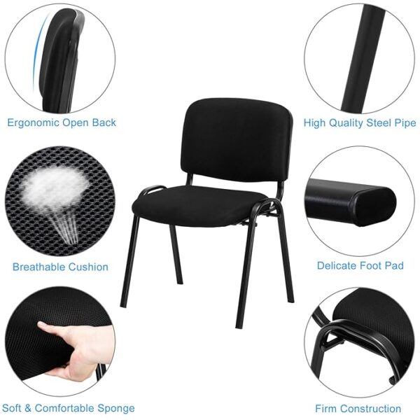 Black Mesh Stackable Armless Chair with breathable mesh back and sleek design, ideal for offices, meeting rooms, and event spaces.