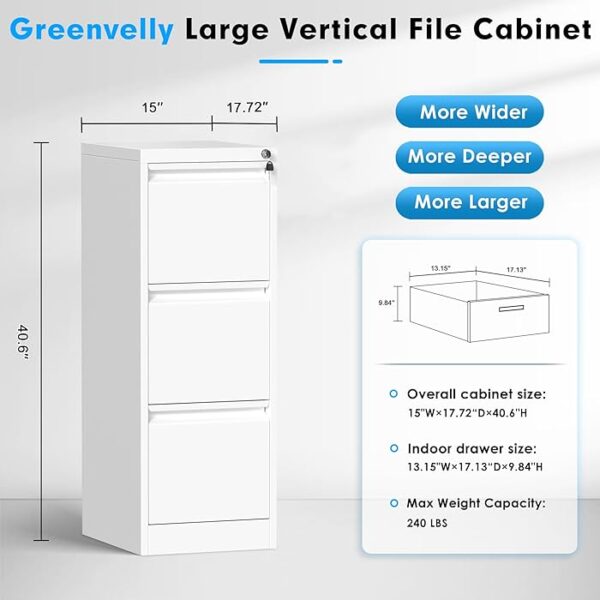 3-Drawer Filing Cabinet for Home Office with lockable drawers, offering secure storage and a sleek, modern design.