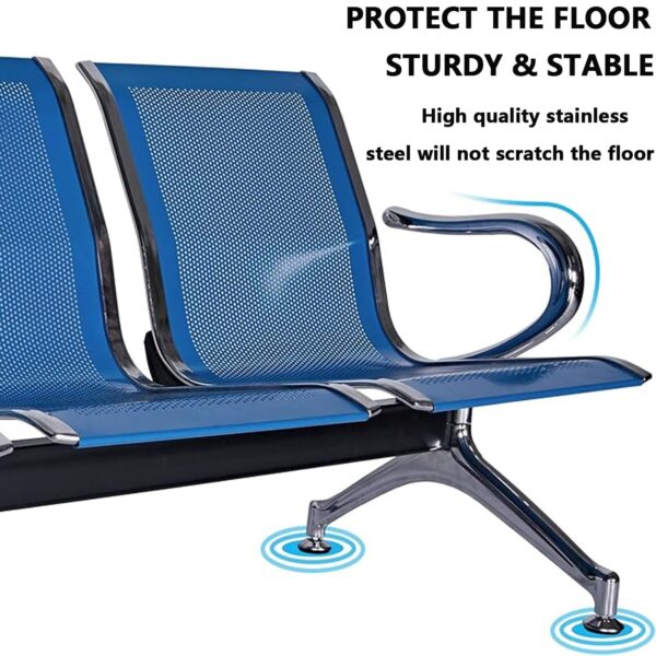 3-Link Reception Steel Waiting Bench with ergonomic seating and sturdy steel frame for professional spaces.