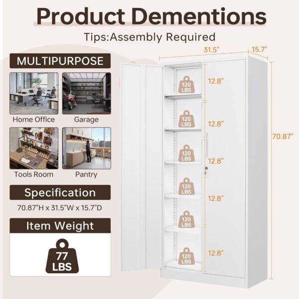 2-Door Home Office Lockable Storage Cabinet with secure storage space for documents and tools.