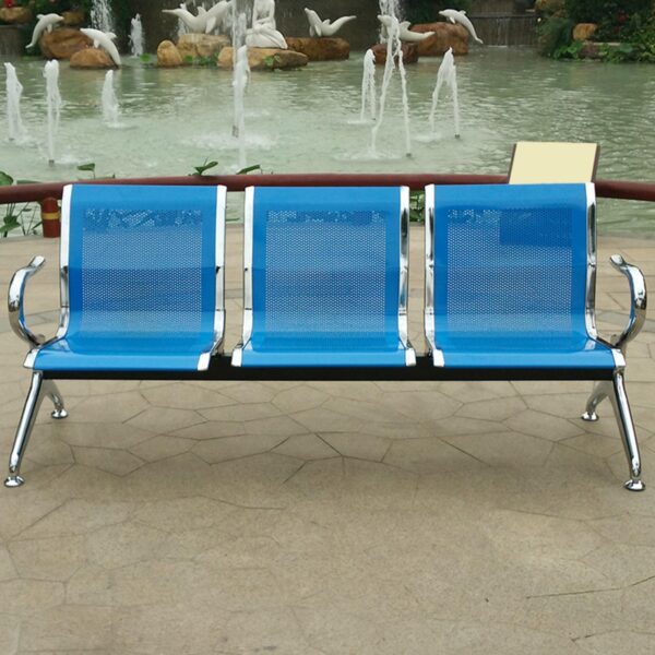 3-Seater Steel Hospital Waiting Bench with ergonomic seating and durable steel frame for hospital lobbies.