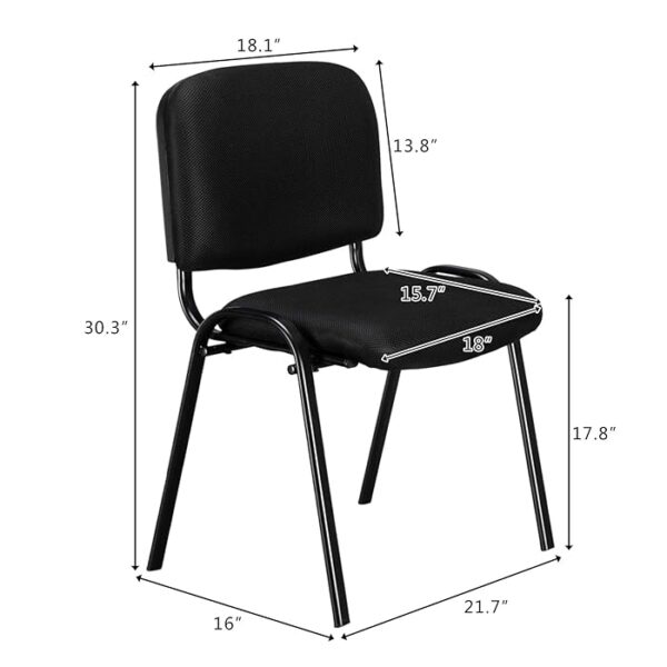 Black Mesh Stackable Armless Chair with breathable mesh back and sleek design, ideal for offices, meeting rooms, and event spaces.