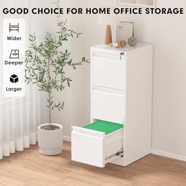 3-Drawer Filing Cabinet for Home Office with lockable drawers, offering secure storage and a sleek, modern design.