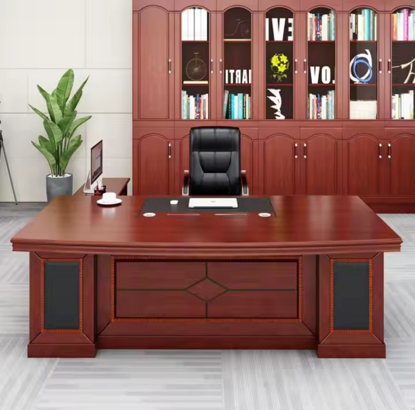 160cm CEO Executive Office Mahogany Desk with polished finish, spacious surface, and organized storage drawers for a professional workspace.