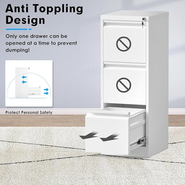 3-Drawer Filing Cabinet for Home Office with lockable drawers, offering secure storage and a sleek, modern design.