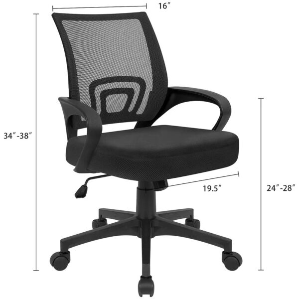 Ergonomic Mesh Office Task Chair with adjustable height and armrests for comfort and support.