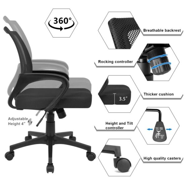 Ergonomic Mesh Office Task Chair with adjustable height and armrests for comfort and support.